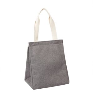 natural style lunch bag for women/men/adult, portable/reusable lunch box, simple waterproof insulated cooler tote bag (grey)