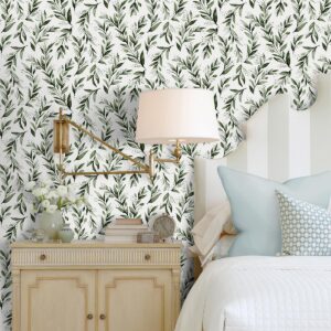 Livebor Green Leaf Wallpaper Peel and Stick Leaf Contact Paper 17.7inch x 118.1inch Green Peel and Stick Wallpaper Modern Farmhouse Wallpaper Neutral Sage Wallpaper Self Adhesive Decorative Paper