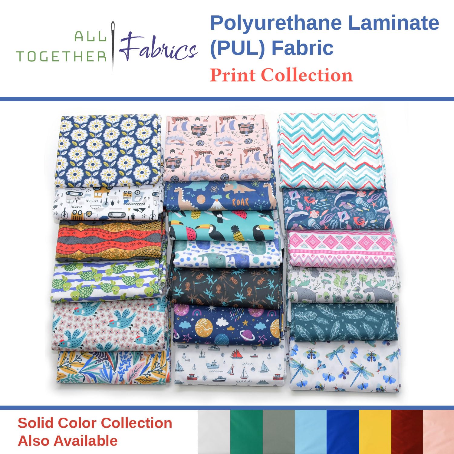 Polyurethane Laminate (PUL) Pre-Cut Fabric by The Meter. Waterproof and Breathable. Perfect for Cloth Diapers and Similar Projects. 1 Meter, Blue Feathers