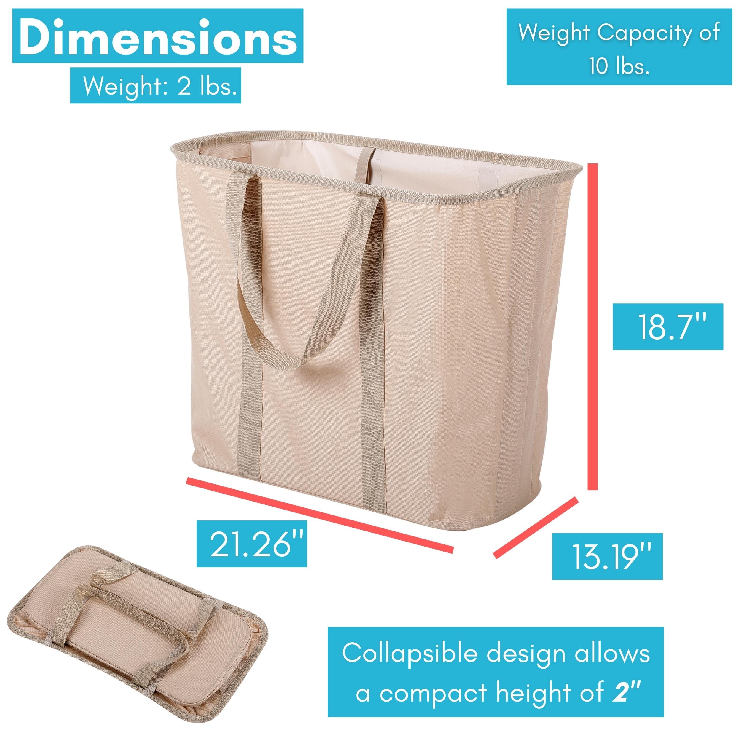 BIRDROCK HOME 75L Collapsible Laundry Basket Caddy - Natural - XL Foldable Tote Bag for Dirty Clothes - Strong Handles - Durable Fabric - Water Resistant - Lightweight