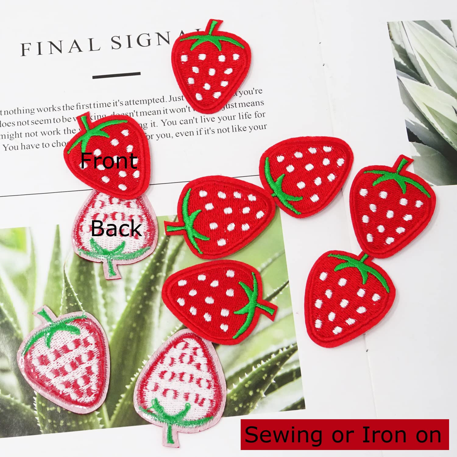 Honbay 10PCS Cute Red Strawberry Appliques Decorative Patches Embroidered DIY Sew on/Iron on Patches for Shirts, Coats, Jackets, Backpacks, Hats, Jeans