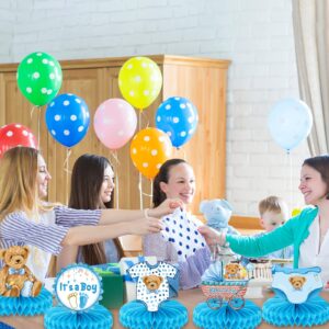 9 Pcs Bear Honeycomb Centerpieces It's a Boy Baby Shower Table Decorations Blue Bear Party Supplies Bear Themed Kids' Party Centerpieces Table Topper Decoration for Gender Reveal Parties