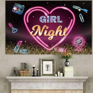 Girl Night Banner Backdrop Background Rose Gold Pink Champagne Lip Theme Decor for Lady Girls Women Princess Birthday Party Bridal Shower Wedding Bachelorette Make Up Night Out Hen Party Decorations