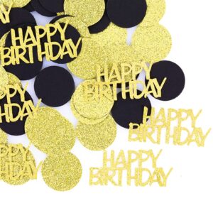 happy birthday party confetti for table glitter black and gold birthday table confetti,sprinkling scatter circle dots birthday confetti paper for birthday party table confetti decorations (100 pcs)