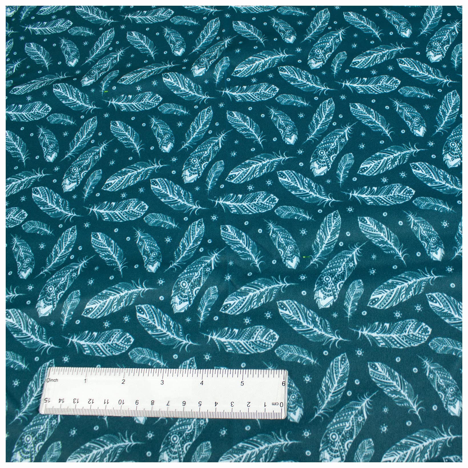 Polyurethane Laminate (PUL) Pre-Cut Fabric by The Meter. Waterproof and Breathable. Perfect for Cloth Diapers and Similar Projects. 1 Meter, Blue Feathers