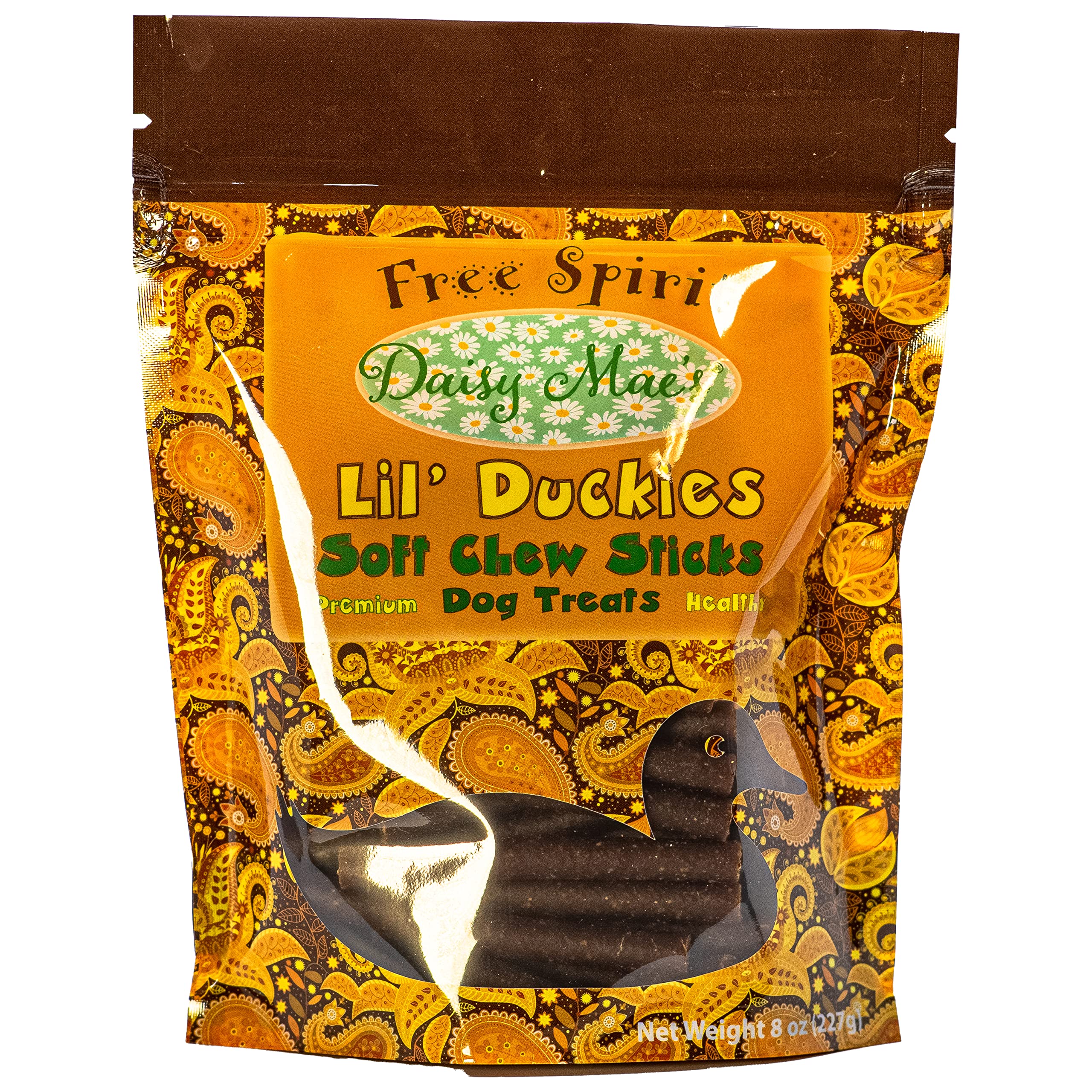 Naughty Spotty Daisy Mae's Free Spirit Lil' Duckies Soft Chew Sticks, Duck Flavor, Made in The USA Dog Treats 8 oz.