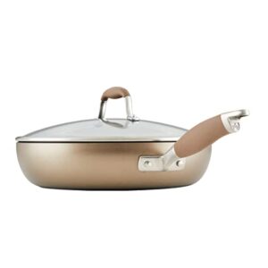 Anolon Advanced Hard Anodized Nonstick Deep Frying Pan/Skillet with Lid, 12 Inch, Aluminum, Bronze