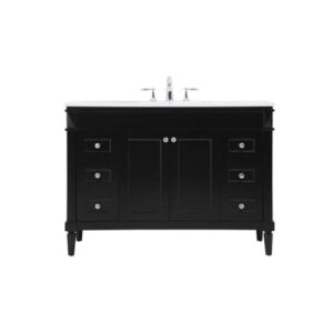 Elegant Decor Indoor Modern Under Sink Bathroom Fixtures Storage Organizer Cabinet 48 inch Single Bathroom Vanity - Black