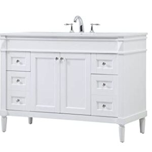 Elegant Decor Indoor Modern Under Sink Bathroom Fixtures Storage Organizer Cabinet 48 inch Single Bathroom Vanity - White