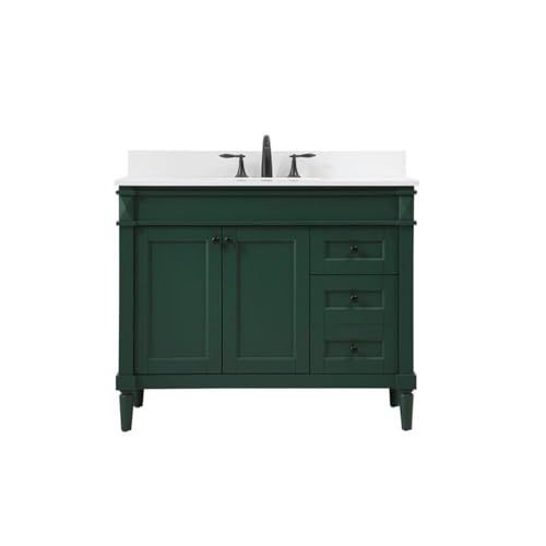 Elegant Decor Indoor Modern Under Sink Bathroom Fixtures Storage Organizer Cabinet 42 inch Single Bathroom Vanity - Green with backsplash