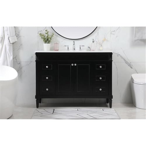 Elegant Decor Indoor Modern Under Sink Bathroom Fixtures Storage Organizer Cabinet 48 inch Single Bathroom Vanity - Black