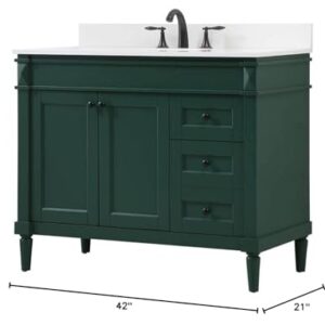 Elegant Decor Indoor Modern Under Sink Bathroom Fixtures Storage Organizer Cabinet 42 inch Single Bathroom Vanity - Green with backsplash