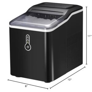 PRESTIGE CARTRIDGE26Lbs Portable Ice Maker, Compact Ice Maker Countertop Machine, 9 Ice Cubes Ready in 7 Mins, 26lbs Per Day, Bullet Shape Ice, 1.5L Electric Ice Maker, for Party Home Camping(Black)