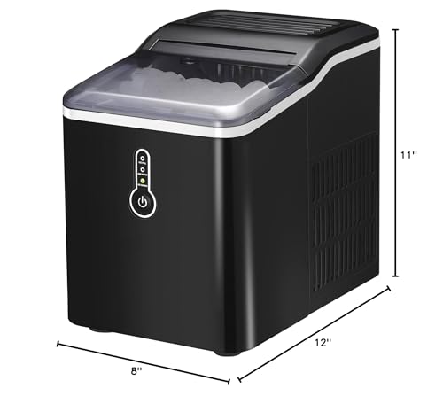 PRESTIGE CARTRIDGE26Lbs Portable Ice Maker, Compact Ice Maker Countertop Machine, 9 Ice Cubes Ready in 7 Mins, 26lbs Per Day, Bullet Shape Ice, 1.5L Electric Ice Maker, for Party Home Camping(Black)