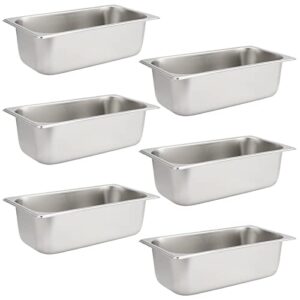 japchet 6 pack stainless steel steam pan 1/3 size, anti-jam steam table pan, hotel pans 1/3 restaurant buffet trays for catering, 4 inch deep