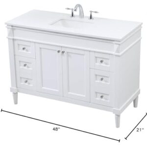 Elegant Decor Indoor Modern Under Sink Bathroom Fixtures Storage Organizer Cabinet 48 inch Single Bathroom Vanity - White