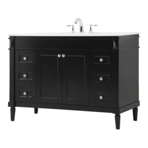 elegant decor indoor modern under sink bathroom fixtures storage organizer cabinet 48 inch single bathroom vanity - black