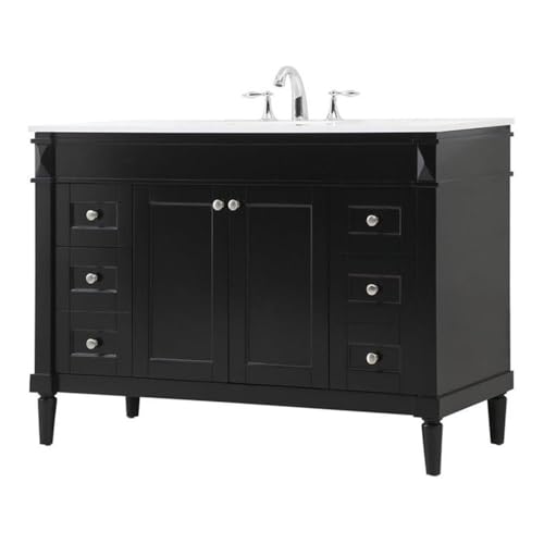 Elegant Decor Indoor Modern Under Sink Bathroom Fixtures Storage Organizer Cabinet 48 inch Single Bathroom Vanity - Black