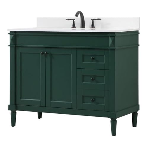 Elegant Decor Indoor Modern Under Sink Bathroom Fixtures Storage Organizer Cabinet 42 inch Single Bathroom Vanity - Green with backsplash