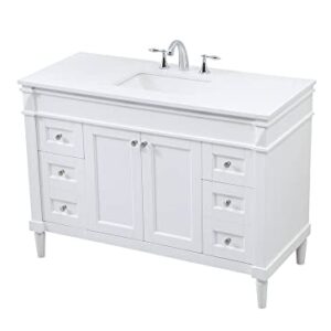 Elegant Decor Indoor Modern Under Sink Bathroom Fixtures Storage Organizer Cabinet 48 inch Single Bathroom Vanity - White