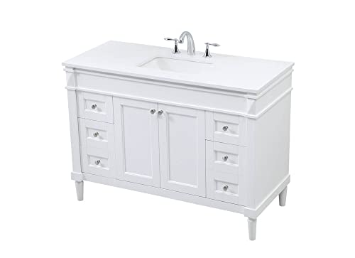 Elegant Decor Indoor Modern Under Sink Bathroom Fixtures Storage Organizer Cabinet 48 inch Single Bathroom Vanity - White