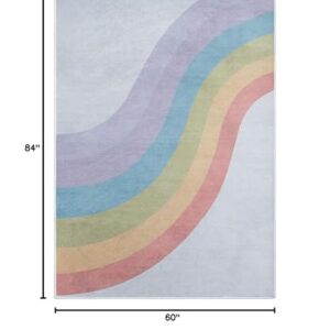 Well Woven Kids Rainbow Rug, 5' x 7', Multi Color