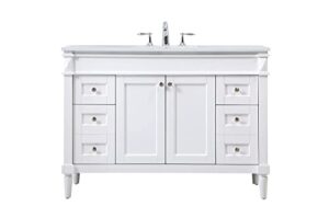 elegant decor indoor modern under sink bathroom fixtures storage organizer cabinet 48 inch single bathroom vanity - white