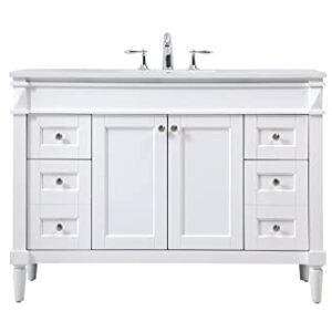 Elegant Decor Indoor Modern Under Sink Bathroom Fixtures Storage Organizer Cabinet 48 inch Single Bathroom Vanity - White