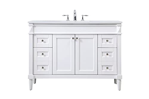 Elegant Decor Indoor Modern Under Sink Bathroom Fixtures Storage Organizer Cabinet 48 inch Single Bathroom Vanity - White