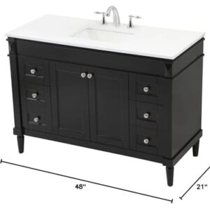 Elegant Decor Indoor Modern Under Sink Bathroom Fixtures Storage Organizer Cabinet 48 inch Single Bathroom Vanity - Black