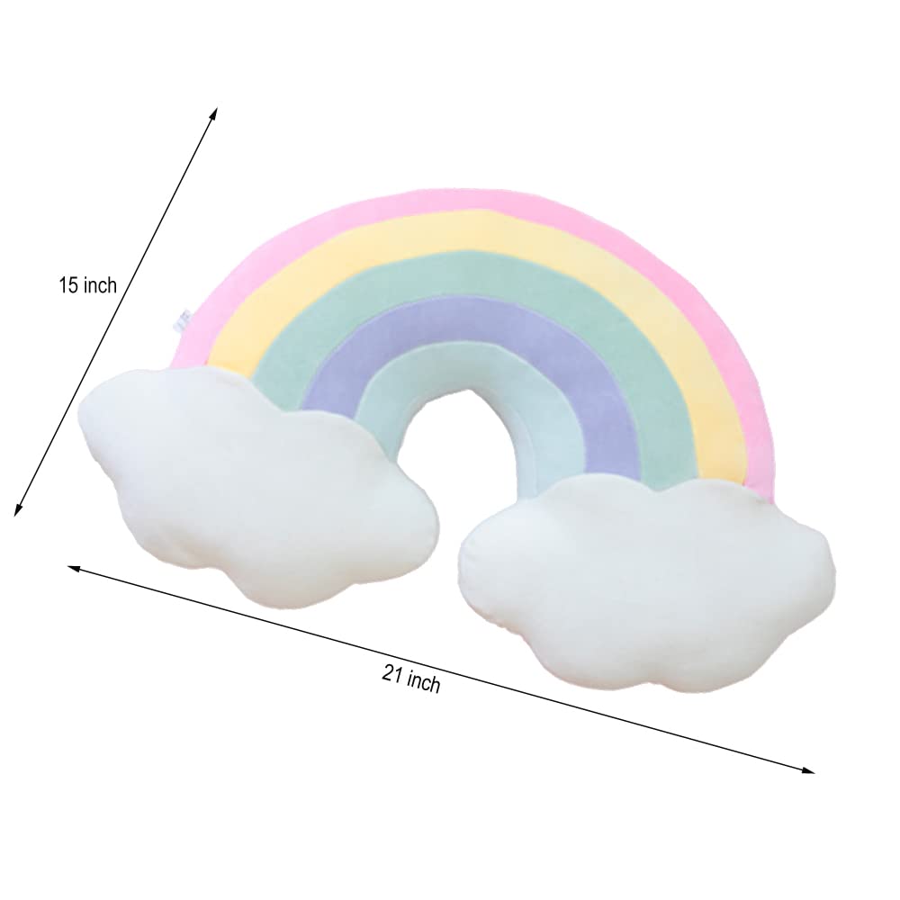 BENEKIY Rainbow Pillow 21'' Plush Rainbow Cloud Pillow Rainbow Shaped Travel Pillow Soft Stuffed Rainbow Decor Cushion Car Home Decorations