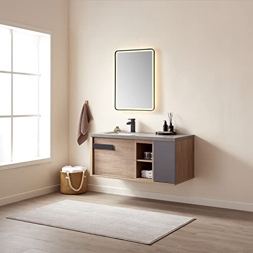 VINNOVA Carcastillo Bathroom Vanity, North American Oak