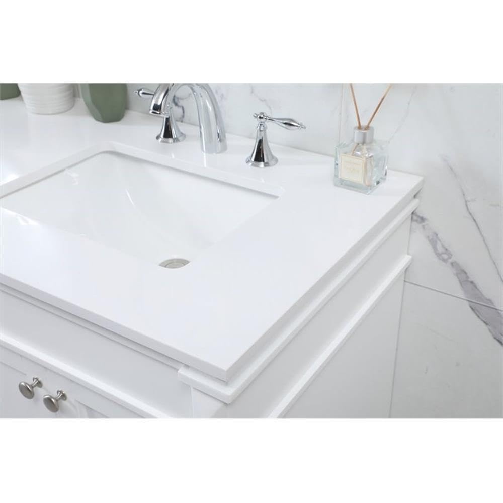 Elegant Decor Indoor Modern Under Sink Bathroom Fixtures Storage Organizer Cabinet 60 inch Double Bathroom Vanity - White