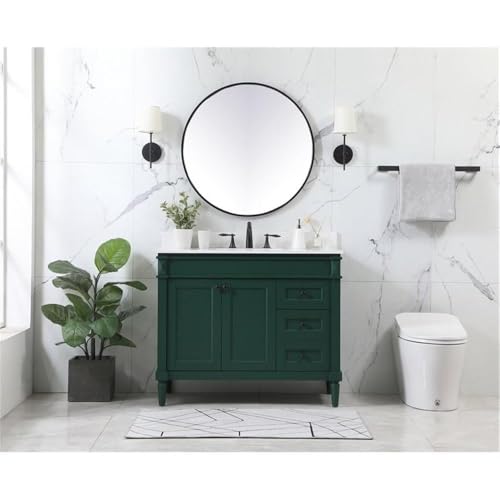 Elegant Decor Indoor Modern Under Sink Bathroom Fixtures Storage Organizer Cabinet 42 inch Single Bathroom Vanity - Green with backsplash