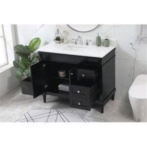 Elegant Decor Indoor Modern Under Sink Bathroom Fixtures Storage Organizer Cabinet 42 inch Single Bathroom Vanity - Black with backsplash