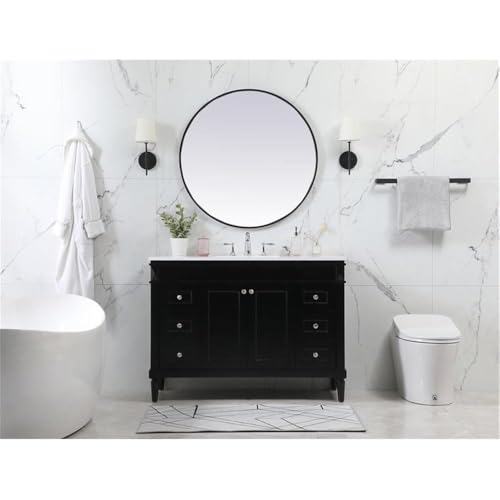 Elegant Decor Indoor Modern Under Sink Bathroom Fixtures Storage Organizer Cabinet 48 inch Single Bathroom Vanity - Black