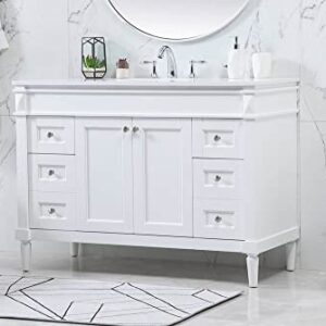 Elegant Decor Indoor Modern Under Sink Bathroom Fixtures Storage Organizer Cabinet 48 inch Single Bathroom Vanity - White