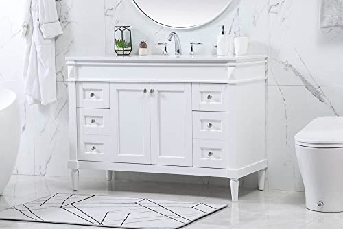 Elegant Decor Indoor Modern Under Sink Bathroom Fixtures Storage Organizer Cabinet 48 inch Single Bathroom Vanity - White