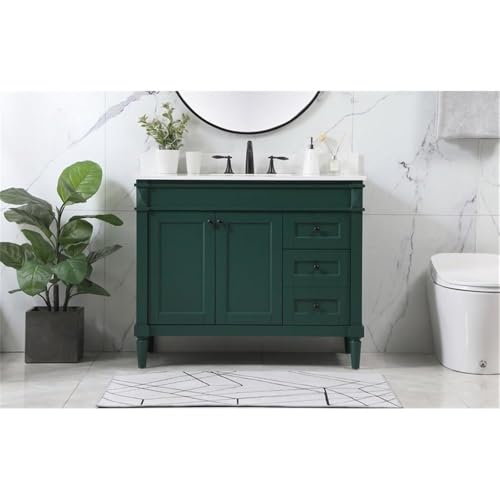 Elegant Decor Indoor Modern Under Sink Bathroom Fixtures Storage Organizer Cabinet 42 inch Single Bathroom Vanity - Green with backsplash