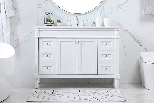 Elegant Decor Indoor Modern Under Sink Bathroom Fixtures Storage Organizer Cabinet 48 inch Single Bathroom Vanity - White