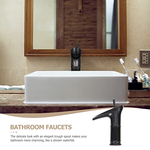 DOITOOL 1 Set Black Faucet Bathroom Sink Faucet Bathroom Faucets Waterfall Bath Mixer Tap Faucet for Bathroom Sink Bathroom Water Tap Lavatory Basin Faucet Dressing Table Copper Tub