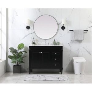 Elegant Decor Indoor Modern Under Sink Bathroom Fixtures Storage Organizer Cabinet 42 inch Single Bathroom Vanity - Black with backsplash