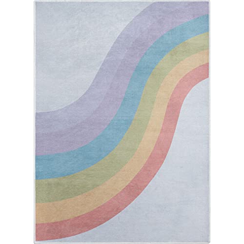 Well Woven Kids Rainbow Rug, 5' x 7', Multi Color