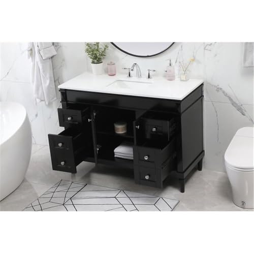 Elegant Decor Indoor Modern Under Sink Bathroom Fixtures Storage Organizer Cabinet 48 inch Single Bathroom Vanity - Black