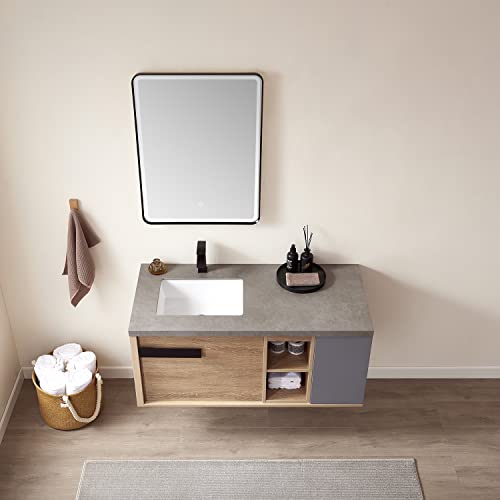 VINNOVA Carcastillo Bathroom Vanity, North American Oak