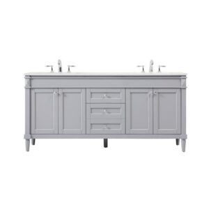 Elegant Decor Indoor Modern Under Sink Bathroom Fixtures Storage Organizer Cabinet 72 inch Double Bathroom Vanity - Grey