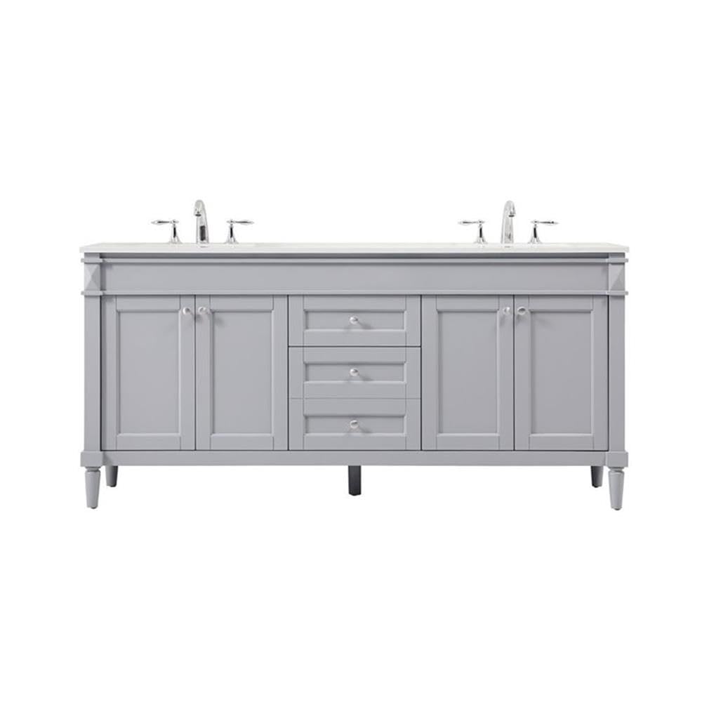 Elegant Decor Indoor Modern Under Sink Bathroom Fixtures Storage Organizer Cabinet 72 inch Double Bathroom Vanity - Grey