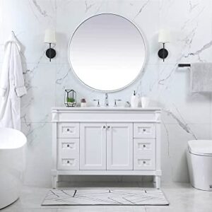 Elegant Decor Indoor Modern Under Sink Bathroom Fixtures Storage Organizer Cabinet 48 inch Single Bathroom Vanity - White