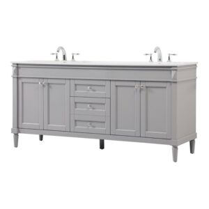 elegant decor indoor modern under sink bathroom fixtures storage organizer cabinet 72 inch double bathroom vanity - grey