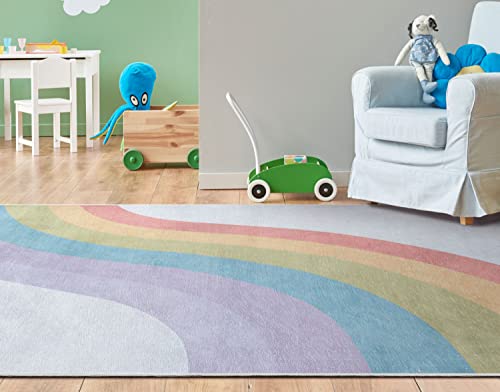 Well Woven Kids Rainbow Rug, 5' x 7', Multi Color